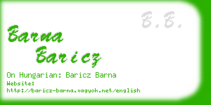 barna baricz business card